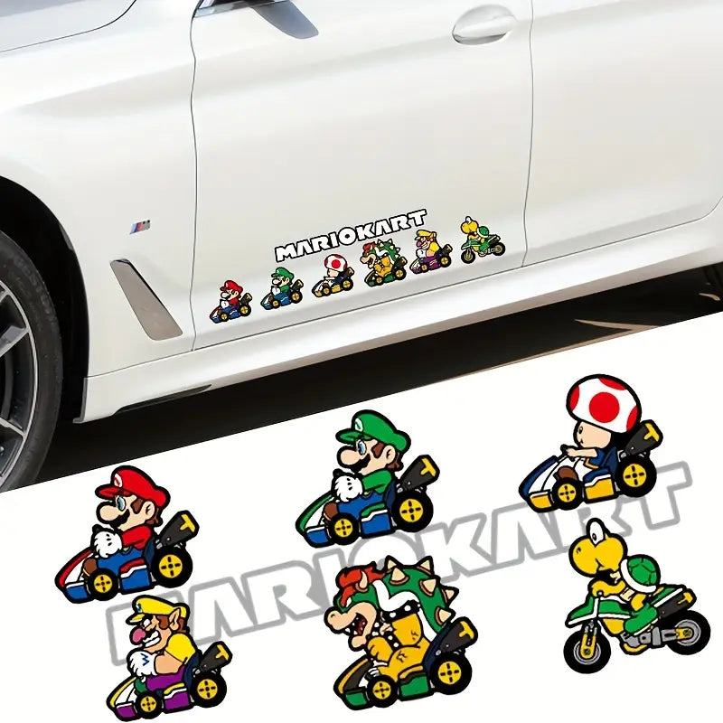 Approved by Mario, These Stickers Boast a Charming Anime And Cartoon Aesthetic. They Are Custom Waterproof Decals Ideal for Cars And Motorcycles, Perfect for Embellishing Or Concealing Scratches.