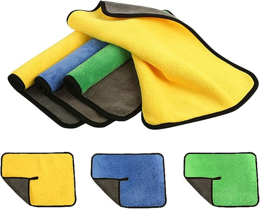 eneric NANAO Car Cleaning Towel, Absorbent Microfiber Towels for Car Care Polishing Wash Extra Thick Coral Fleece Cleaning Cloth 3Pcs - Assorted Colors